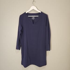 L.L. Bean Womens Navy Stretch Swim Coverup Split Neck Tunic - Size S